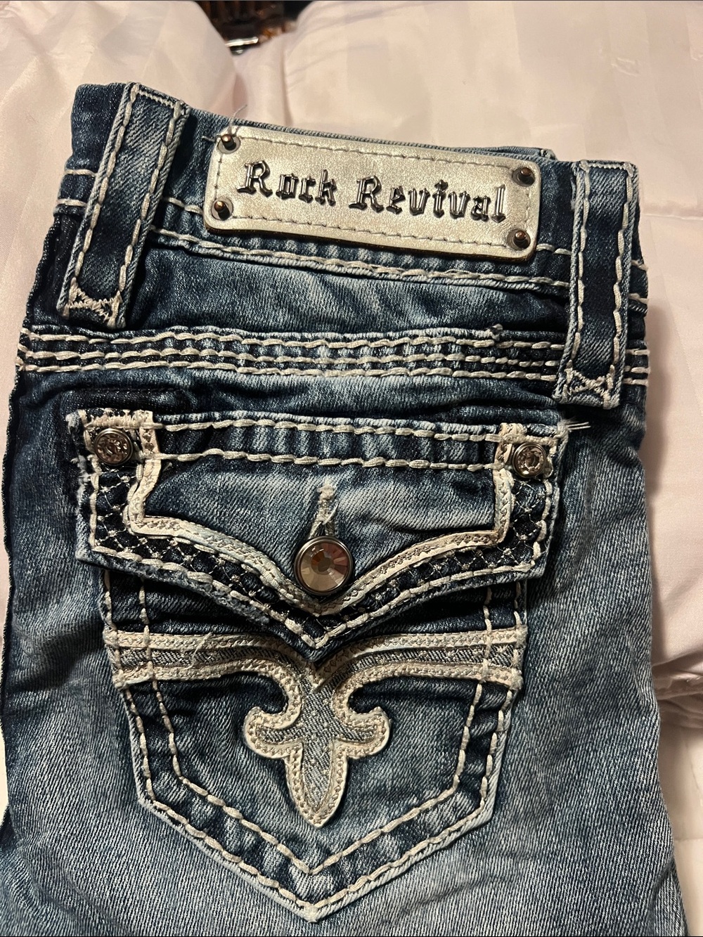 Rock Revival Women's Medium Blue Embroidered Boot Cut Jeans